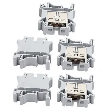 

5Pcs UK-16N DIN Rail Mount Guide Terminal Block 800V 101A 16mm2 Cable Gray