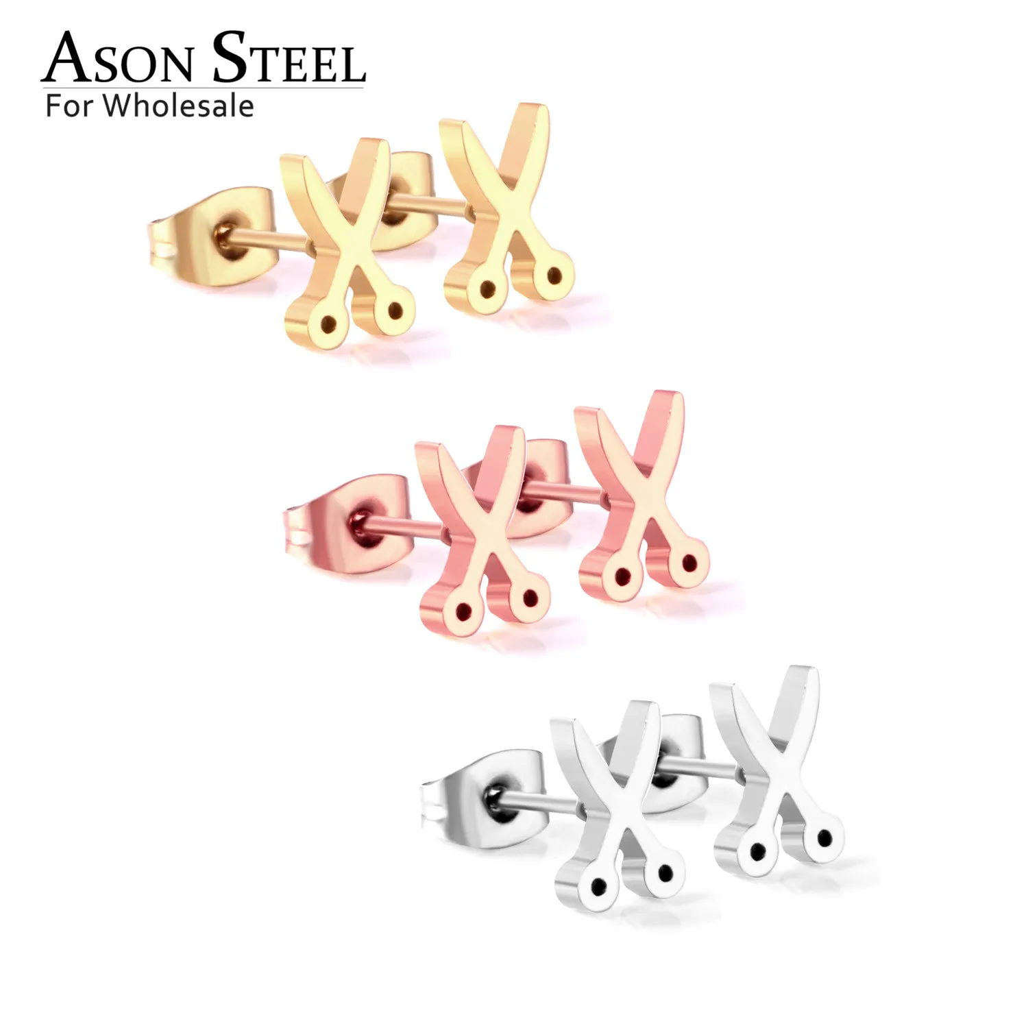 

ASONSTEEL Cool Jewelry for Men Stainless Steel Mixed Color Push Back Stud Earring Wholesale Jewelry