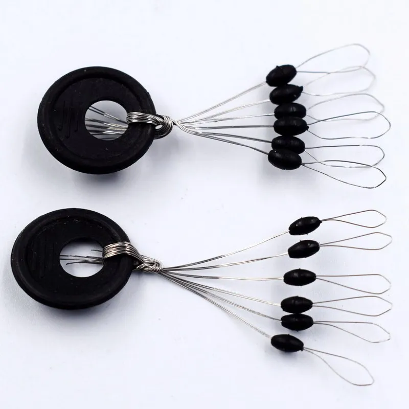 60pcs 10Group Black Space Beans Carp fly fishing equipment Not To Hurt The Vertical Line Stopper Fishing Line Resistance Tackle