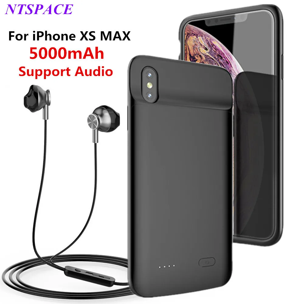 

Portable 5000mAh Liquid Silicone Shockproof Battery Charger Cover For iPhone XS Max Power Bank Charging Case External Battery