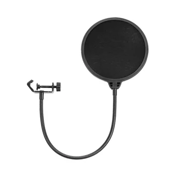 

Neewer 10 Pack 6 inches Studio Microphone Mic Round Shape Wind Pop Filter Mask Shields with Stand Clips for Recording(Black)