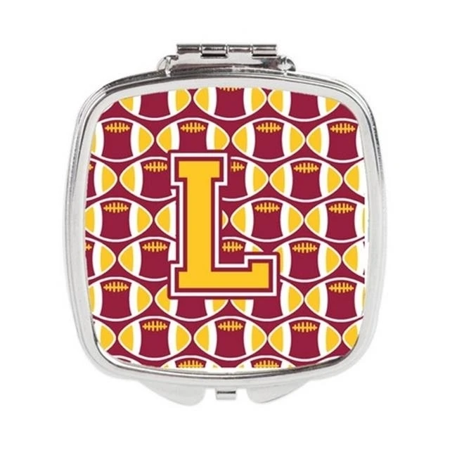 Carolines Treasures CJ1081-LSCM Letter L Football Maroon & Gold Compact Mirror