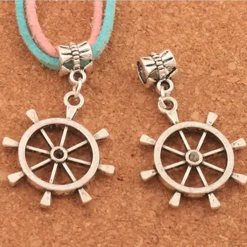 

Rope Bracelet Connector Link Rudder Big Hole Beads 24x29mm 60PCS zinc alloy Dangle Jewelry DIY B005