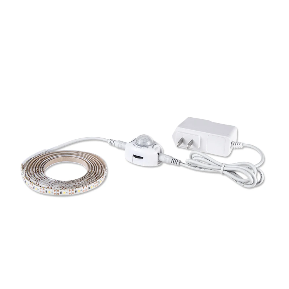 1m 2m 3m 4m 5m DC 12V LED Strip Light With Motion Sensor 110V 220V Input Power Supply For Bedroom Closet Wardrobe Lighting