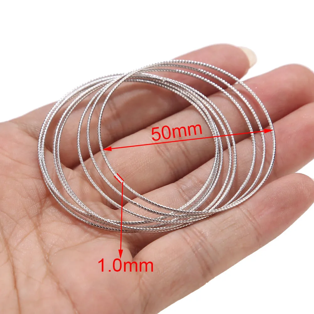 10pcs Silver Tone Link Rings 30mm/50mm Stainless Steel Round Closed Dangle Circle O Ring Charm Connectors - Цвет: 50mmx1mm