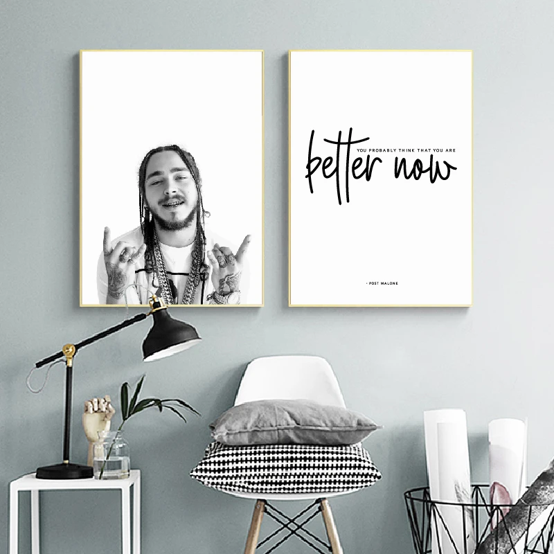 

Post Malone Poster Hip Hop Print Better Now Lyrics Quote Wall Art Canvas Painting Rap Wall Pictures Living Room Home Decor