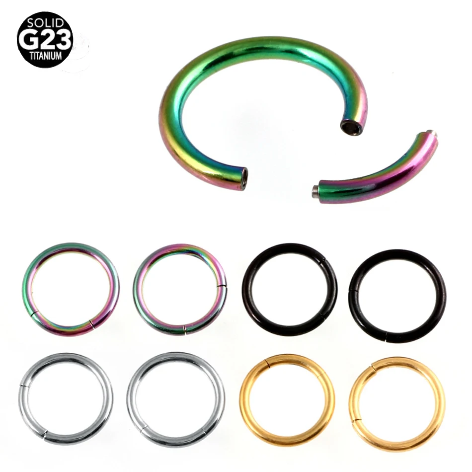 

1PC G23 Titanium Colorful Nose Rings Segment Piercings Septun Clicker Small Fake Hoop Septum Body Piercing Jewelry