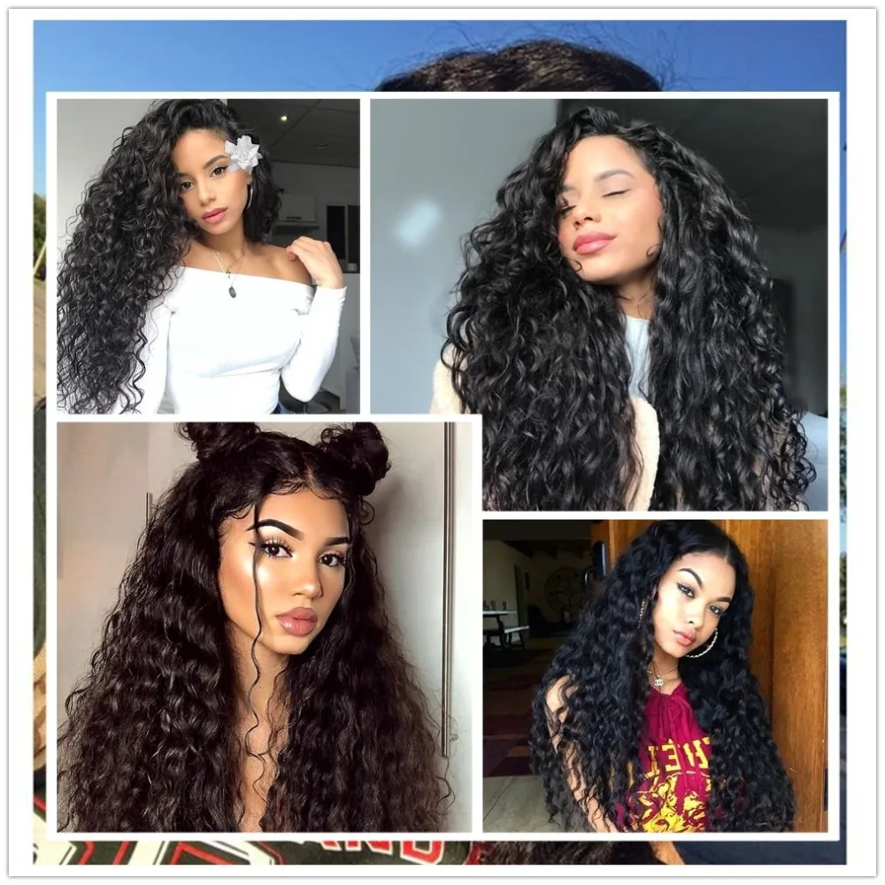Brazilian Water Wave Bundles With Frontal Human Hair Bundles With Closure Non-Remy Lace Frontal Closure With Bundles Mydiva
