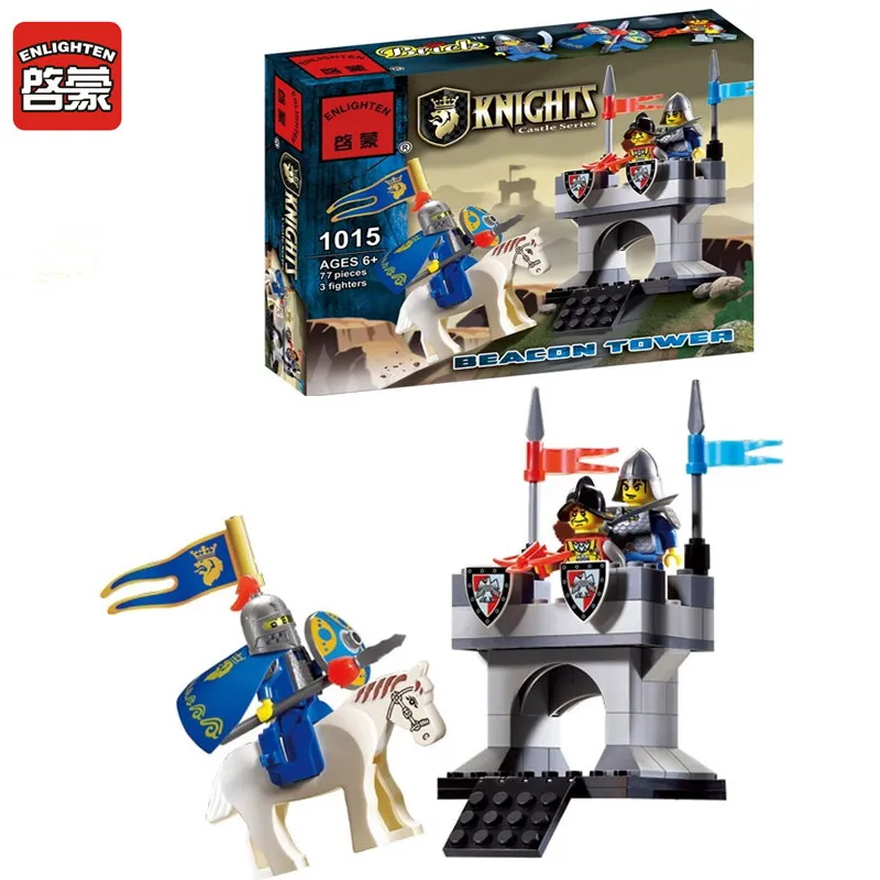 

1015 ENLIGHTEN Knights Castle Series Horse Knight Tower Beacon Model Building Blocks Figure Toys For Children Compatible Legoe
