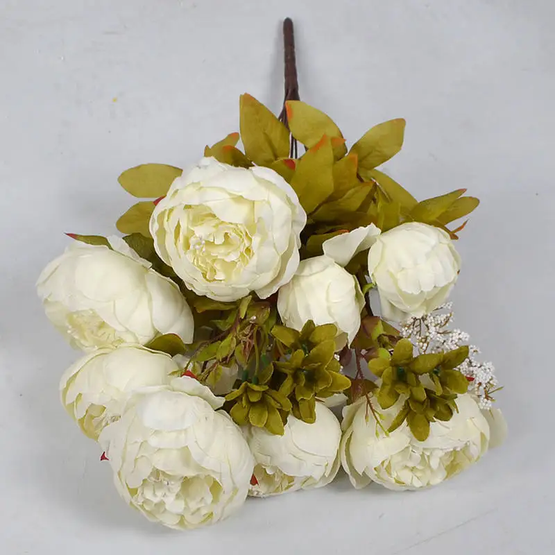 13 голов маленький свежий искусственный шёлковый Пион Букеты большие цветы для свадебной вечеринки офиса отеля и украшения дома - Цвет: A4
