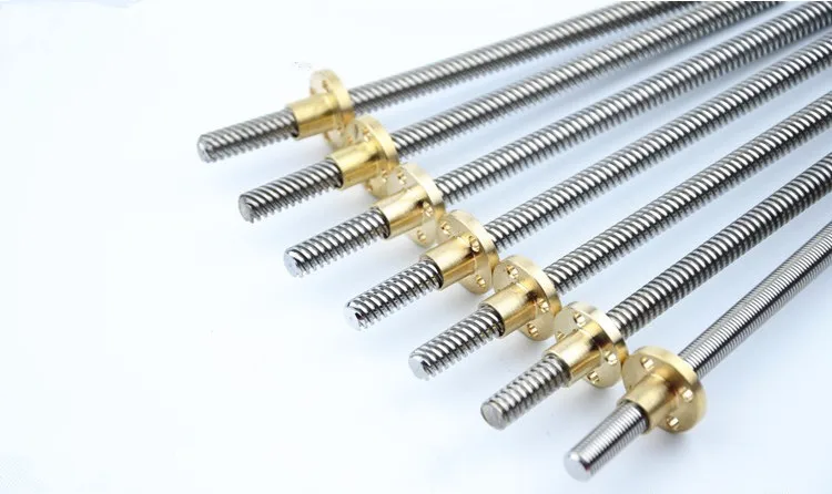 

3pcs Good Stainless steel 304 screw 650mm with Copper Nut for 3D printer for CNC T shape screw rod T8 screw/Trapezoidal screw