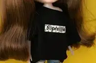 Кукла одежда футболка+ джинсы модные Blyth брюки для Azone, ob, Licca, Kurhn, Pullip, Barbies рубашка 30 см для 1/6 аксессуары для кукол - Цвет: black shirt