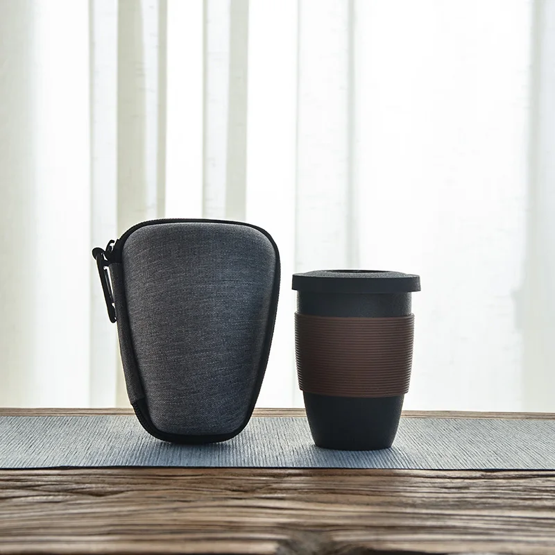 TANGPIN черная посуда керамическая чайные кружки с фильтрами керамический чайник портативная кружка для путешествий 170 мл - Цвет: Черный