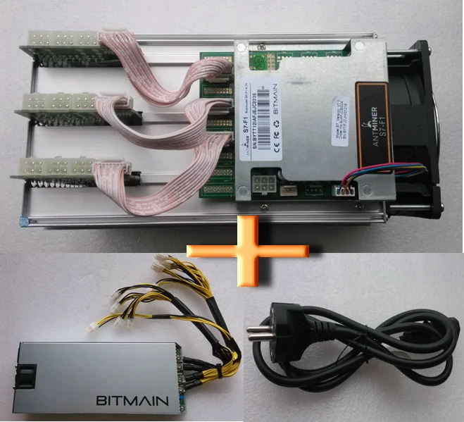 Antminer Bitcoin Шахтер подержанных S7 F1 + БЛОК ПИТАНИЯ Ес питания coble 4.73TH Asic шахтер 4730GH