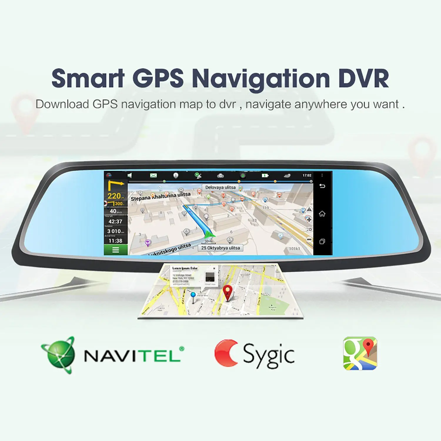  Mode 7 zoll FHD 1080P Android 5.0 3G & WIFI GPS Navigation Auto Dvr Kamera mit Dual objektiv Dash b