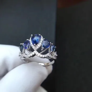 

Wedding ring Sapphire ring Natural real blue sapphire 925 sterling silver for your loved Wife