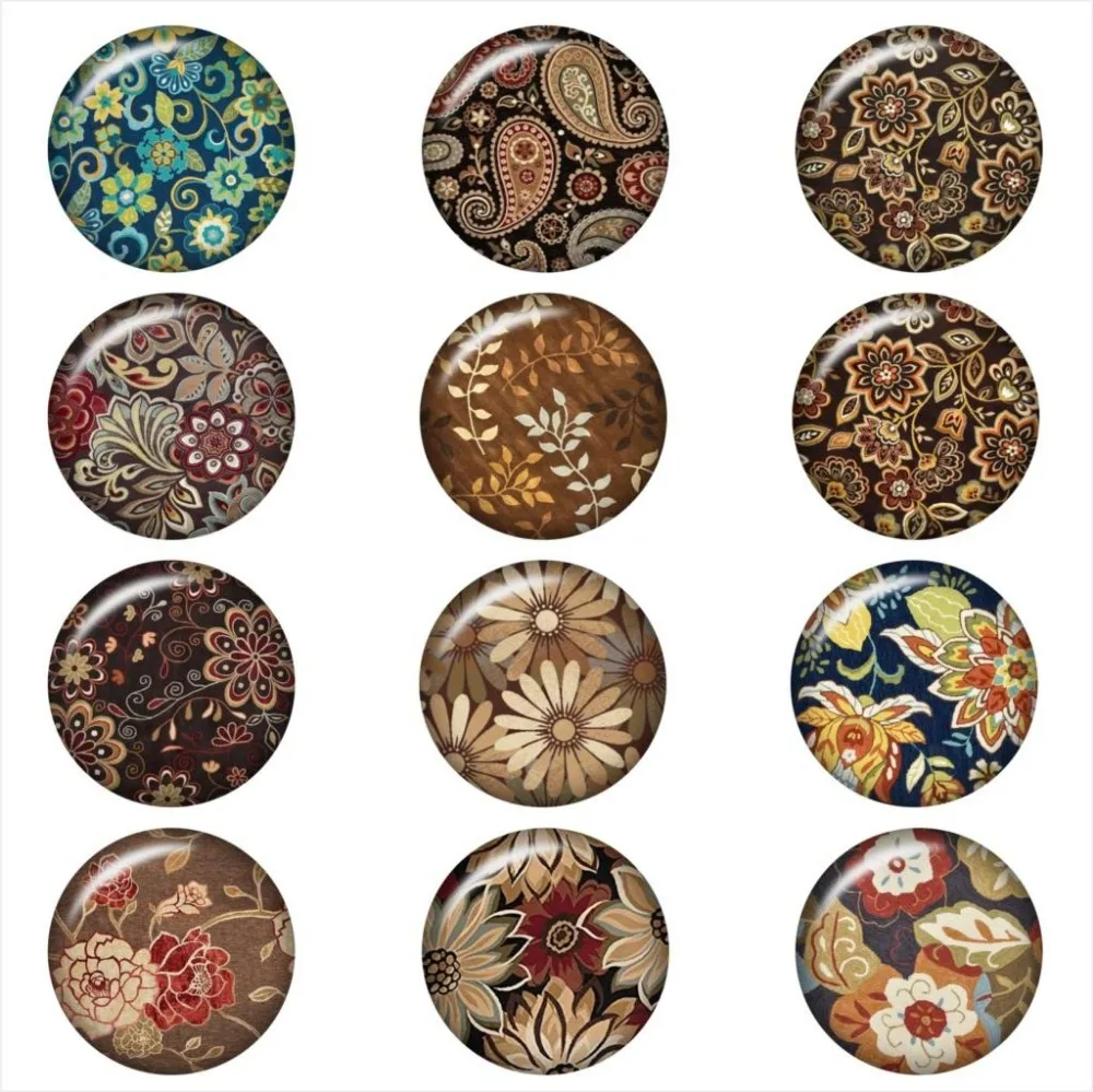 Retro-flower-pattern-Bohemia-glass-snap-button-for-snaps-jewelry-Round-photo-cabochons-DA1112