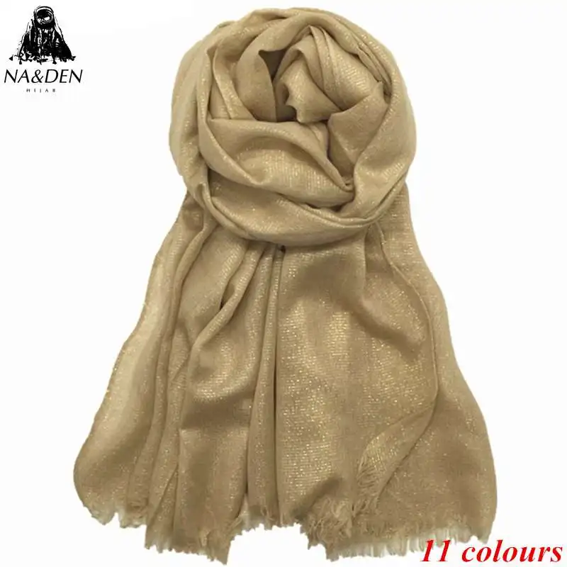 

1PC Solid viscose scarf with gold thread 200*85 big size scarves luxury muslim hijab wrap hood foulard shawl 10pcs/lot Hot Sale