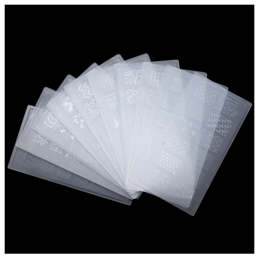 2016 New Arrival White Plastic font b Nail b font Stamping Plates 10 Design Pattern font