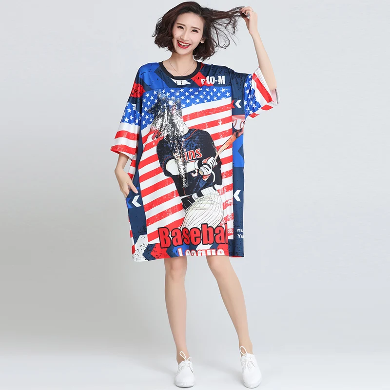 Fashion Women New Novelty America Flag USA Flag Plus Size Sequined