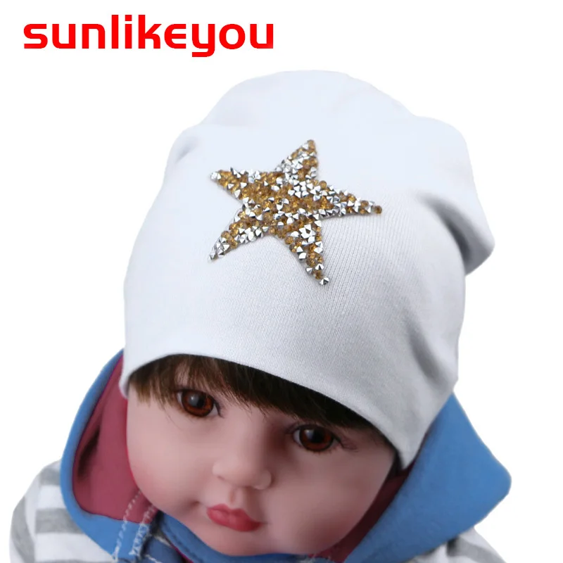 

Sunlikeyou Unisex Newborn Winter Cap For Boys Girls Kids Hats Pentagram Rhinestone Cotton Soft Baby Beanie Bonnet Hat For Girls
