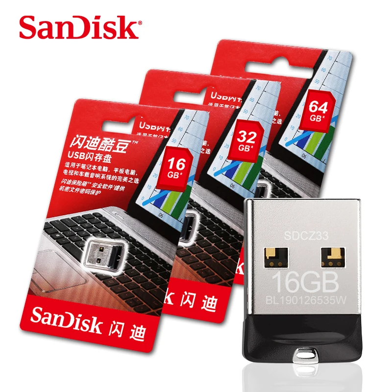 SanDisk USB 2,0 CZ33 мини-флеш-накопители 64 ГБ 32 ГБ 16 ГБ 8 ГБ USB флеш-накопитель U диск USB флешка