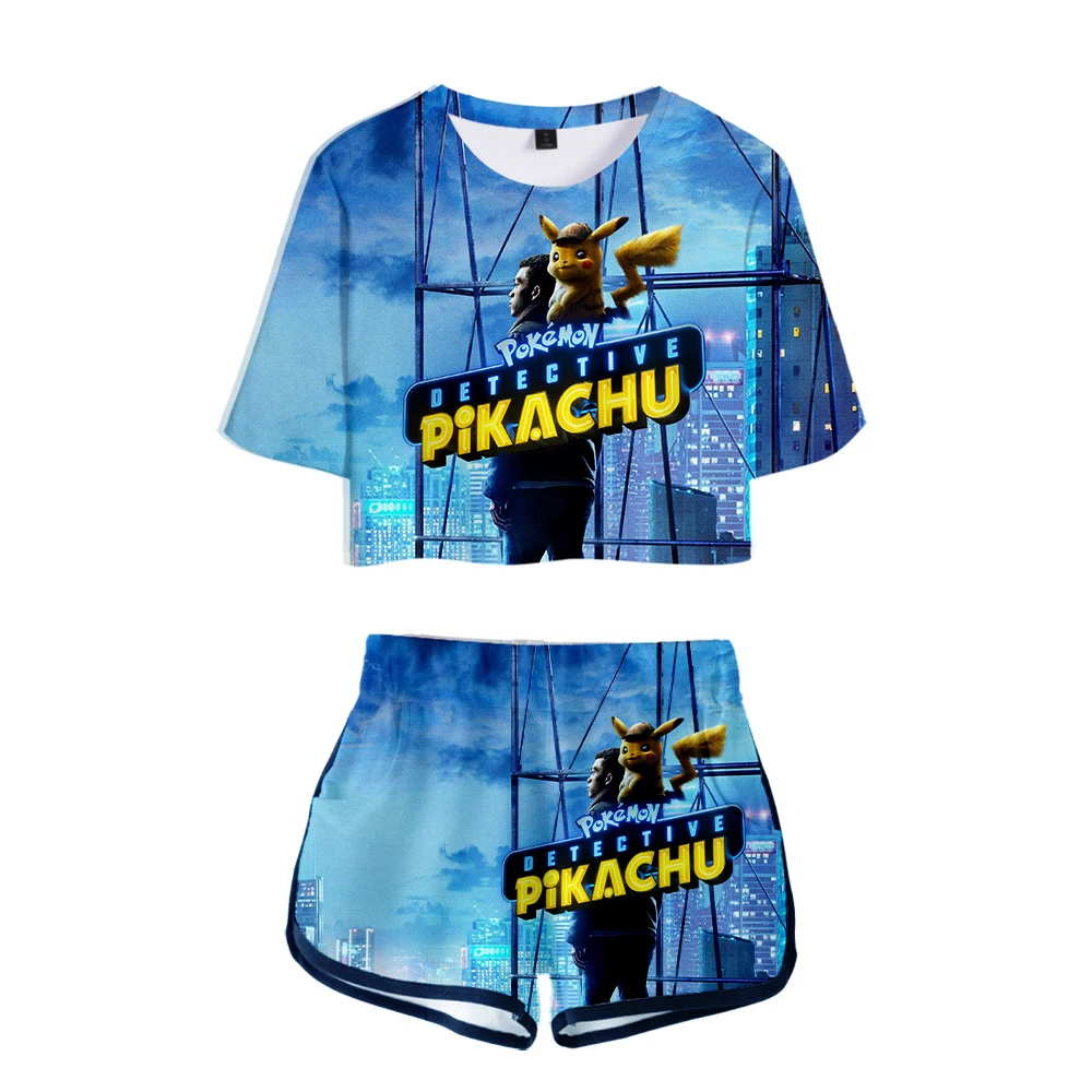 LUCKYFRIDAYF Новый Аниме Покемон Detective Pikachu 3D Двойка комплекты Для женщин моды девушка