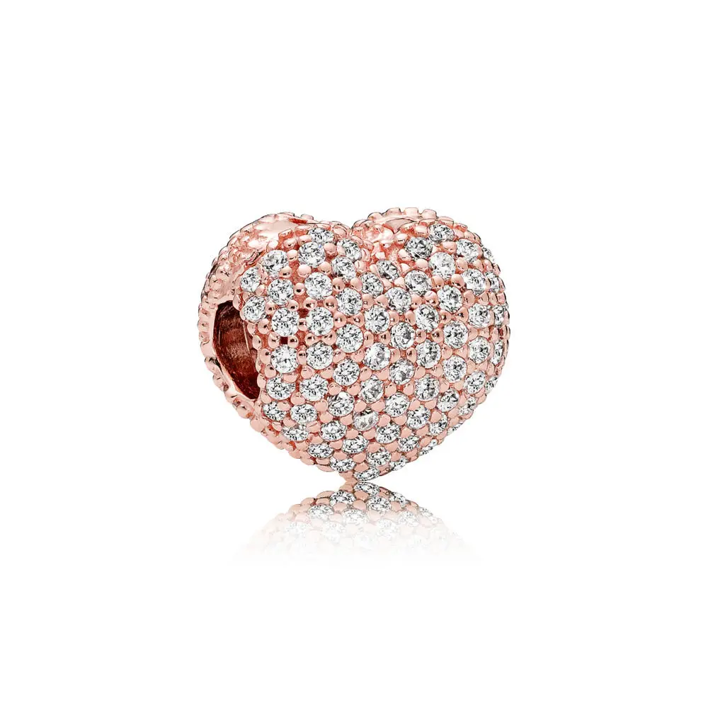 24 стиля серебряные бусины Подвески Розовое Золото Любовь Цветочные бусины-кристаллы для женщин Pandora браслет и браслет