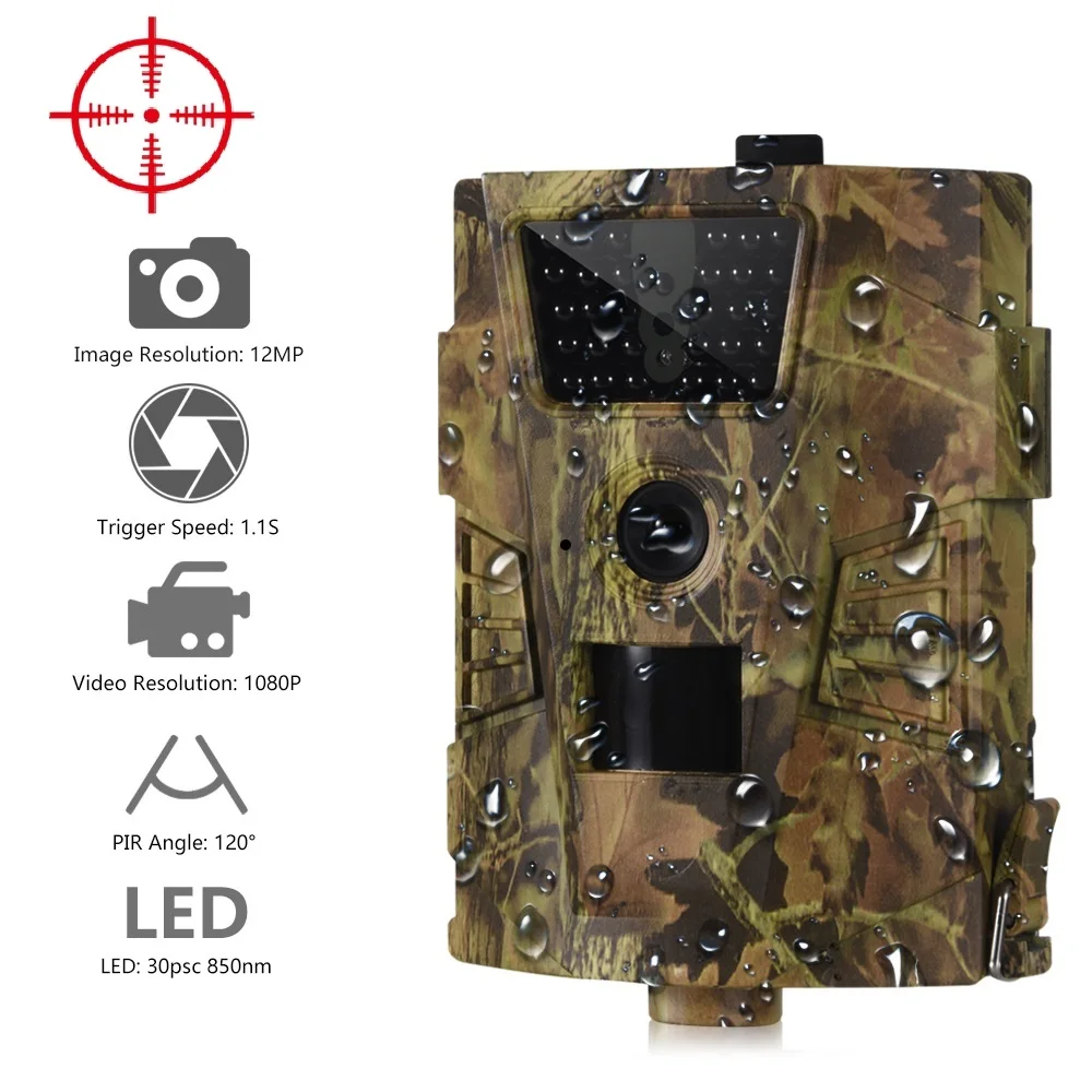 Suntekcam HT-001B Trail камера 12MP 1080 P 30 шт. Инфракрасные светодиоды 850nm охотничья камера IP54 водостойкая 120 градусов угол Дикая камера