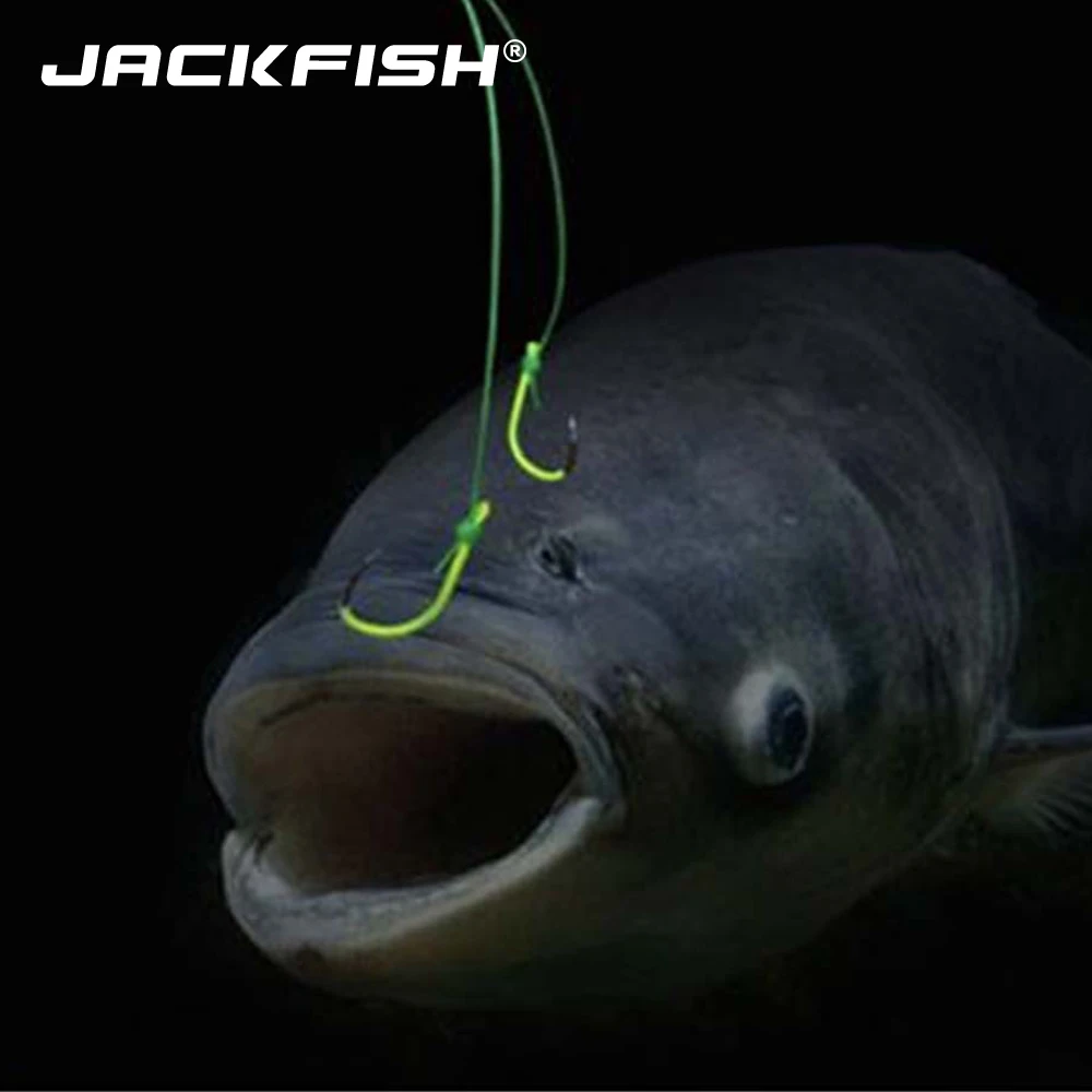 JACKFISH 10Pcs/Lot High Carbon Steel Luminous Fishing Hook #9-#18 Fishhooks Durable Pesca barbed hook Fishing Tackle