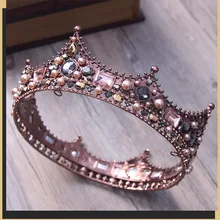DIEZI барокко винтаж черные стразы бусины круглая корона свадебные аксессуары для волос роскошный кристалл королева король короны свадебные диадемы