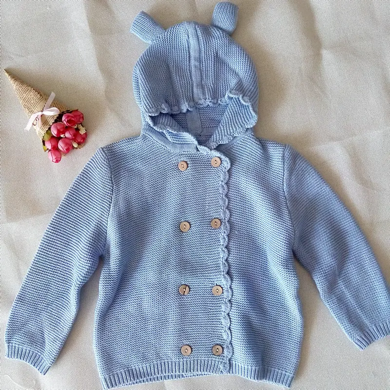 2017 AutumnWinter Kids Girls Hooded Cardigan Double Breasted Cotton Sweater For Children Boy Baby Girl Soft Knit Jumper Clothes (71)