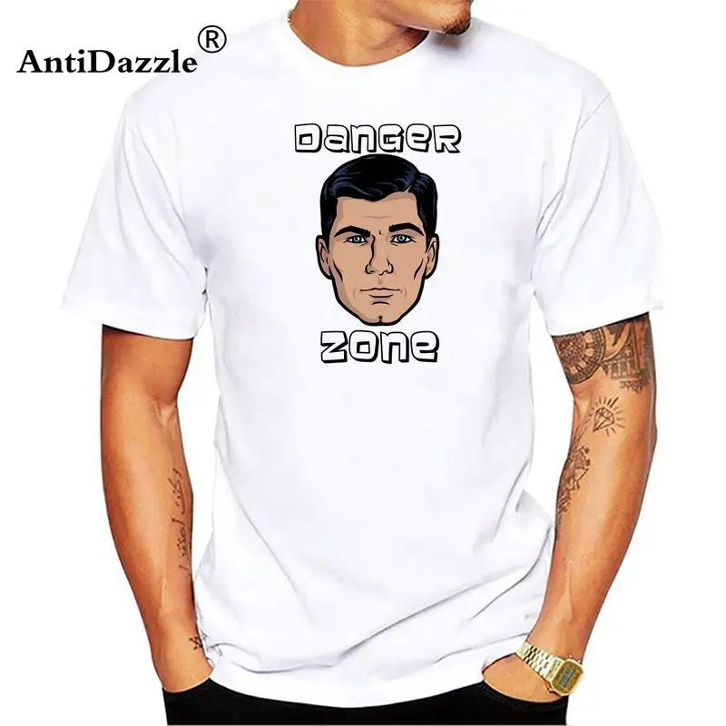 Противоослепляющая Мужская футболка Archer Danger Zone с коротким рукавом из 100% хлопка