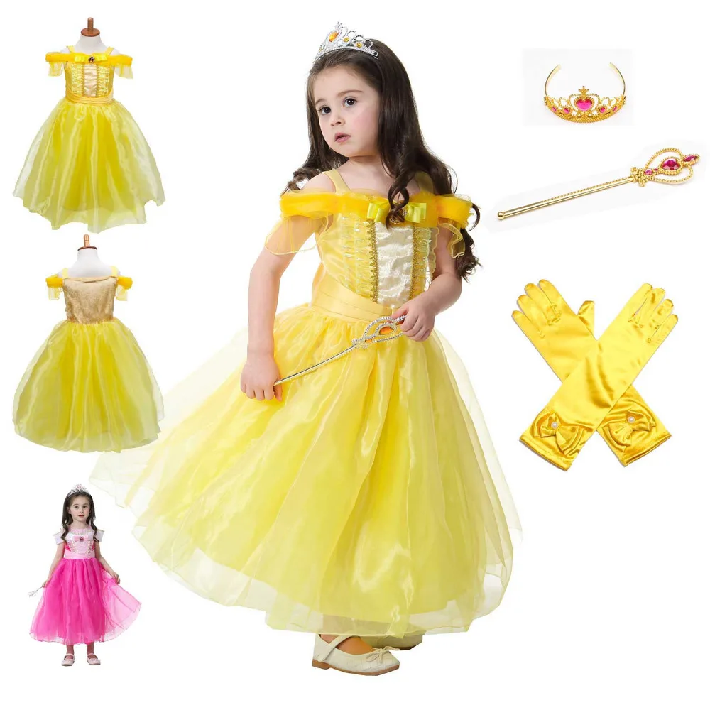 

Girl Belle Dress Summer Beauty Dance Dress Sleeveless Beauty and The Beast Party Cosplay Costume Kids Wedding Fancy Dresses