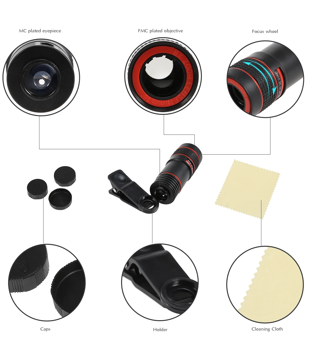 MaiFeng 8 x 18 Mobile Phone Telescope Telephoto Camera Lens Monocular Zooming Focus