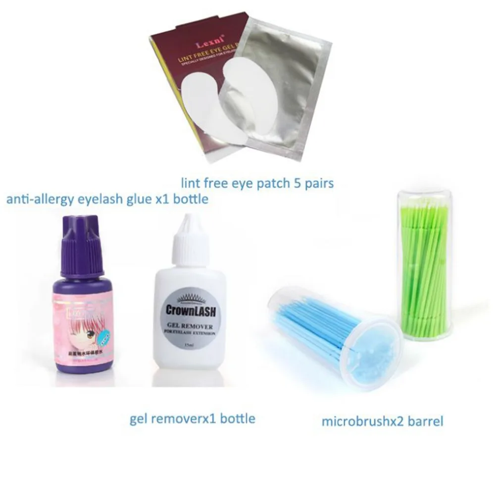 Eyelash Extension Kit Korea CrownLash Black Glue+Individual Fake