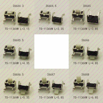 

1000PCS Momentary Tactile Switch Notx Fixed Push Button Tact Switch 3X6X4.3/4.5/5/5.5/6/6.5mm With Stand For Audio /Toys/Speaker