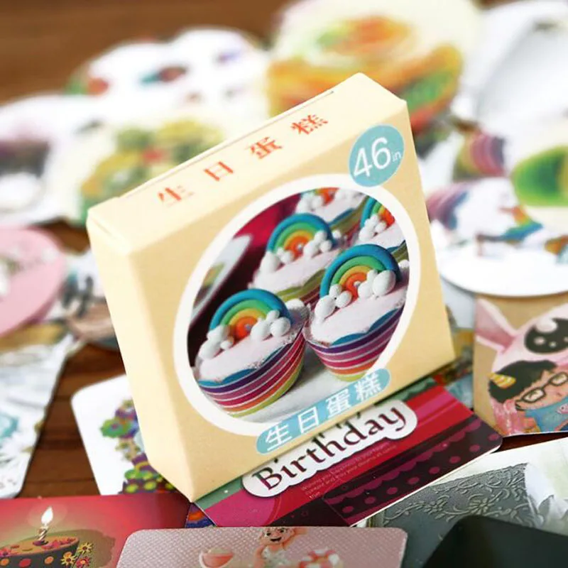 Cute Stickers Happy Birthday Cane Scrapbook Sticker Cake Pattern Album Item Decoration DIY Seal Sticker Child  Stationery
