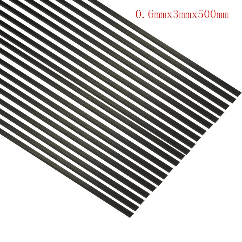 

5pcs of 0.6mmx3mmx500mm 100% Carbon Fiber Strip Flat Bar