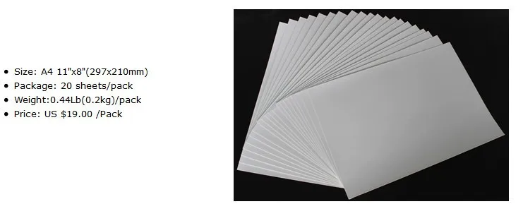 20 листов A4 струйный легкая копировальная бумага для DIY Футболка тепла Пресс печать