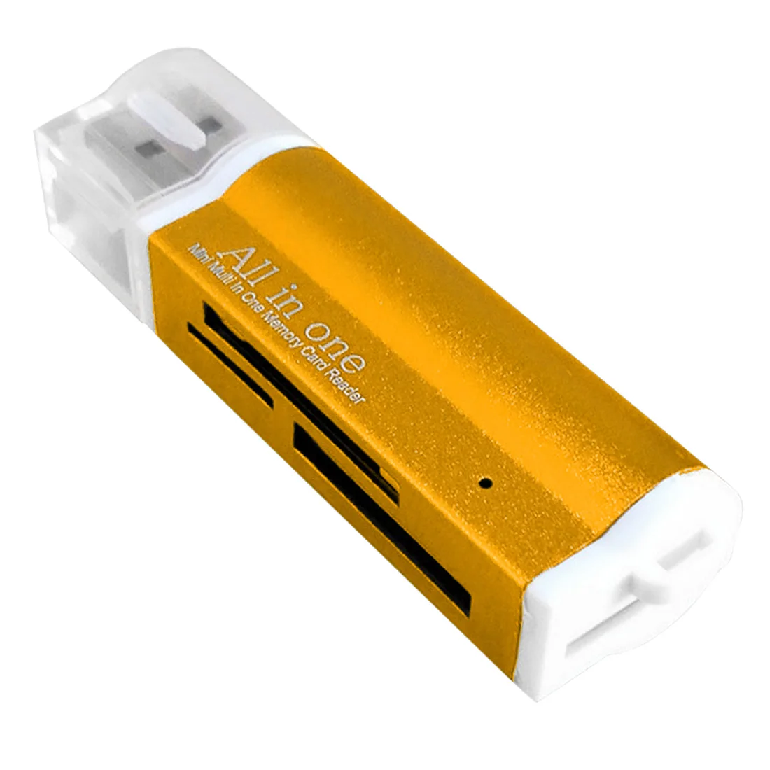 Алюминий карта из сплава считыватель USB2.0 четырех-в-одном многофункциональное устройство чтения карт памяти TF M2 MMC MS OTG адаптер для карт памяти - Цвет: Gold