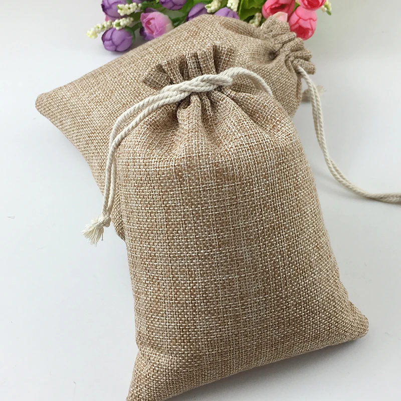 17*23cm Drawstring Sack Gift Bags Jute Packaging Display Jewelry Pouches Gift Bag Wedding Packing Bags For Travel Storage Bag