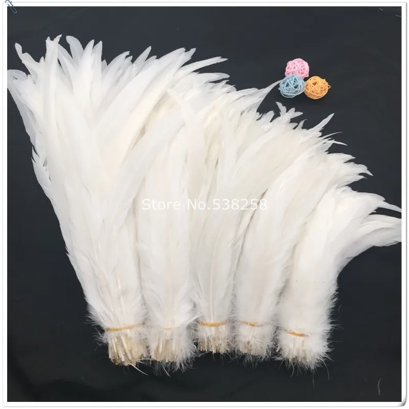 

rooster feathers 35-40cm natural pure white color badger saddle for craft dancer decoration plumages