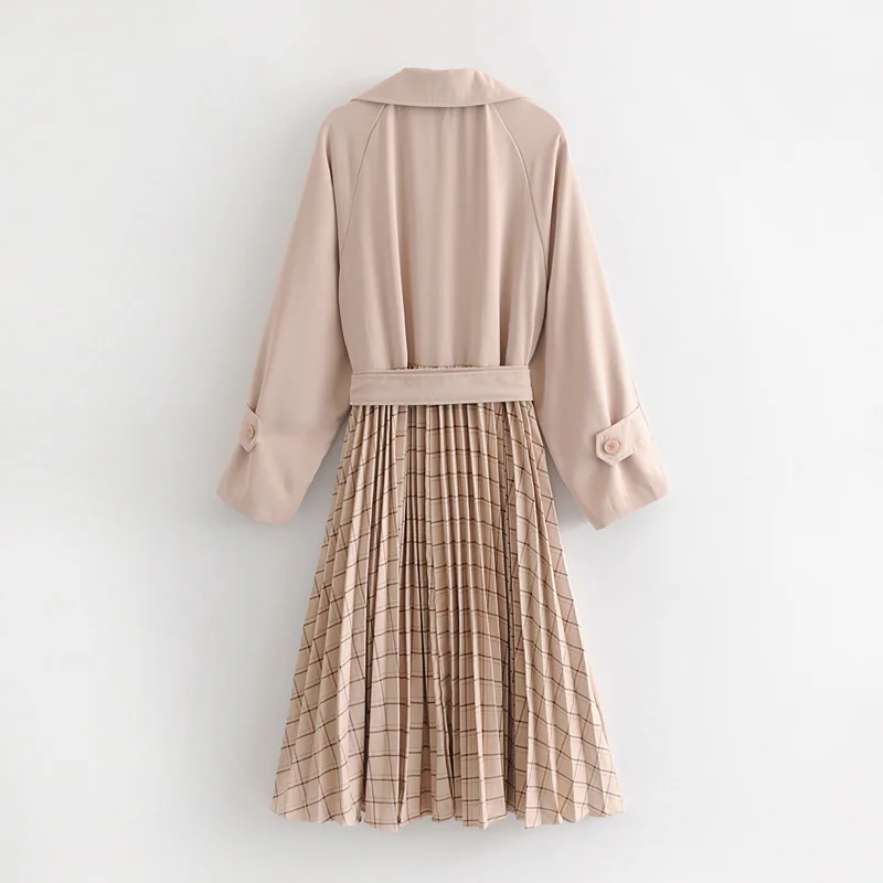 Coupe Treillis Casual Décoration Femmes Tranchée 2018 vent De Longue Solide Beige Automne Manteau Et Des Ceinture D'hiver Couleur Couture wxAqYH