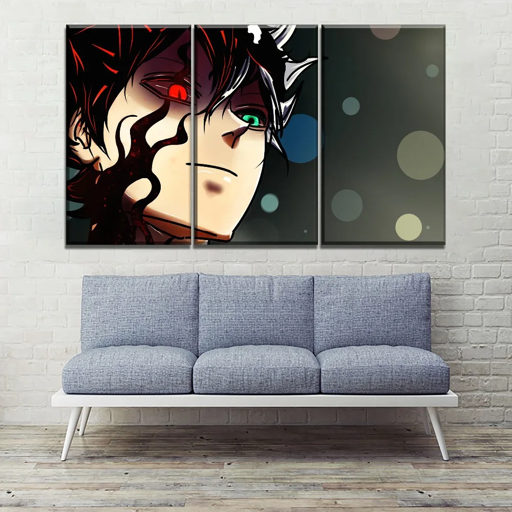 Marco-de-pintura-de-tr-bol-negro-Anime-de-4-unidades-de-dormitorio-decorativo-para-el (2)