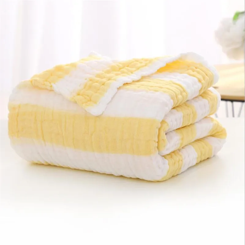 Шесть слойный муслин детское одеяло хлопок Большое банное полотенце красочные полосы постельные принадлежности для сна одеяло дети теплый муслин одеяло
