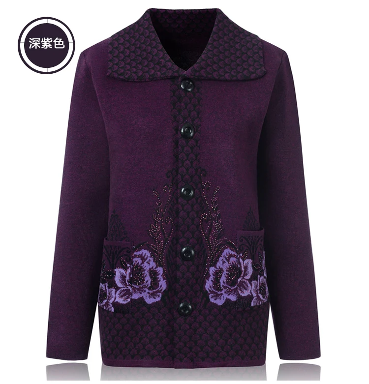 2018 60 lavande Personnes Chemise rose Femmes Chandail Revers Bleu Mère Femelle Installé Printemps année rouge Âgées vieux gris pourpre De 70 Les Chez vert NO8nwvm0