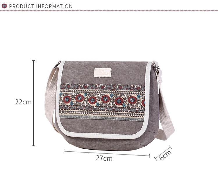 Canvasartisan new women shoulder bag floral casual messenger bag vintage cotton canvas bags female small travel crossbody bag