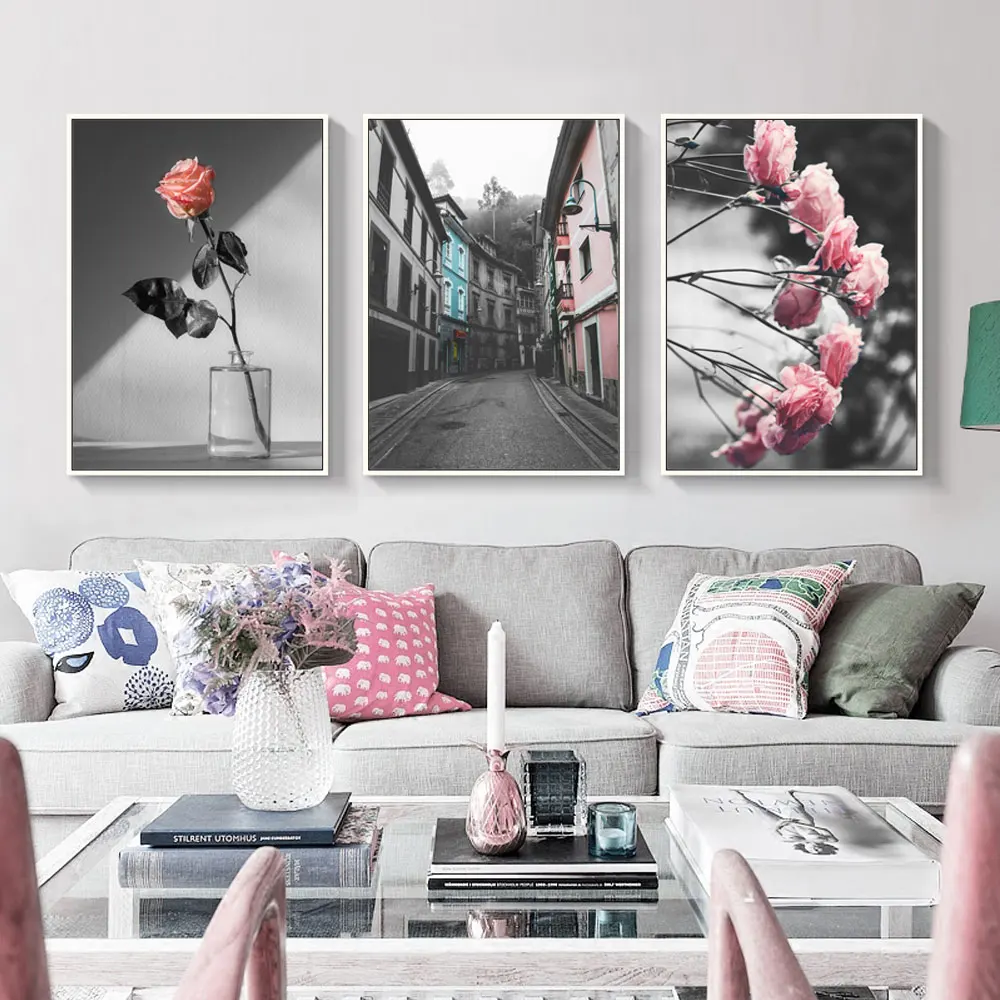 Vintage Rose Wall Art Painting Wall Picture Flower Canvas Prints Posters and Prints Scandinavian Landscape Home Decor Unframed
