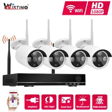 Wistino HD 1080 P CCTV Системы 4CH NVR Kit Беспроводной P2P Открытый ИК Ночное Видение безопасности 4 шт. WI-FI набор IP камер Plug and Play